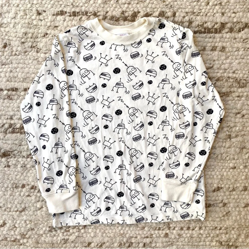 Hanna Andersson Kids Long John Pajama Top – Robots Print – Size 130 (US 8), NWOT